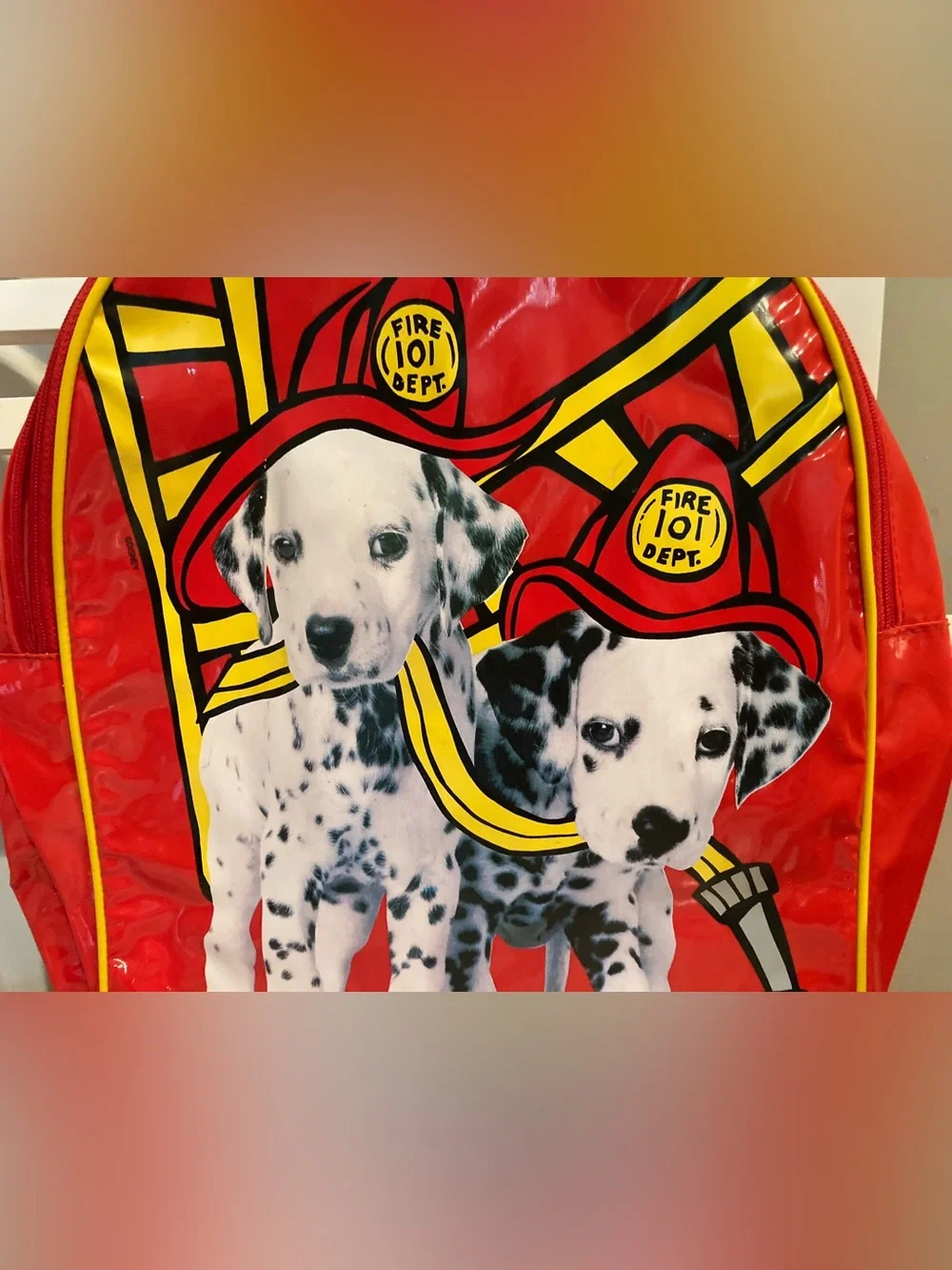 Vintage Kids Red Dalmatian Firefighter Backpack -  Like New